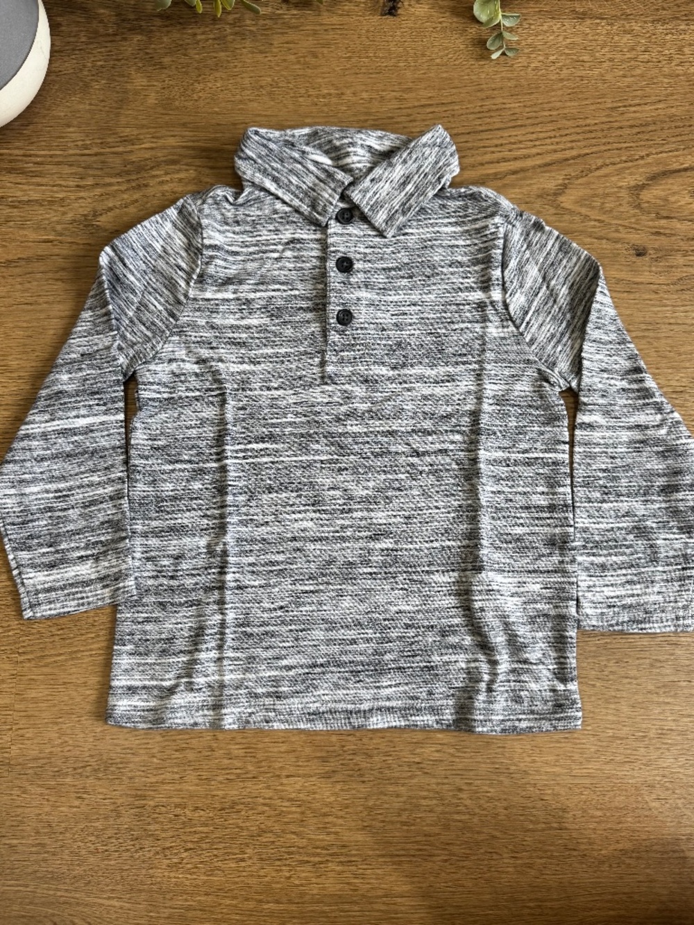 Old Navy Boys 2T Gray Marled Long Sleeve Polo Shirt
